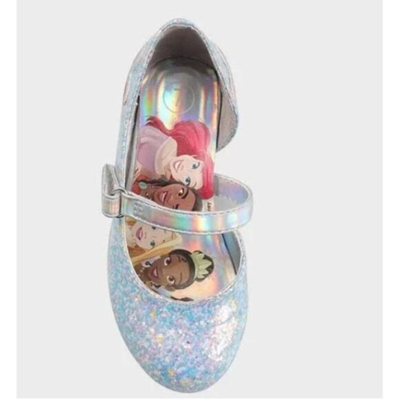 Disney Toddler Girls' Silver Glittery Disney Princess Ballet Flats Size 6 - Picture 3 of 9